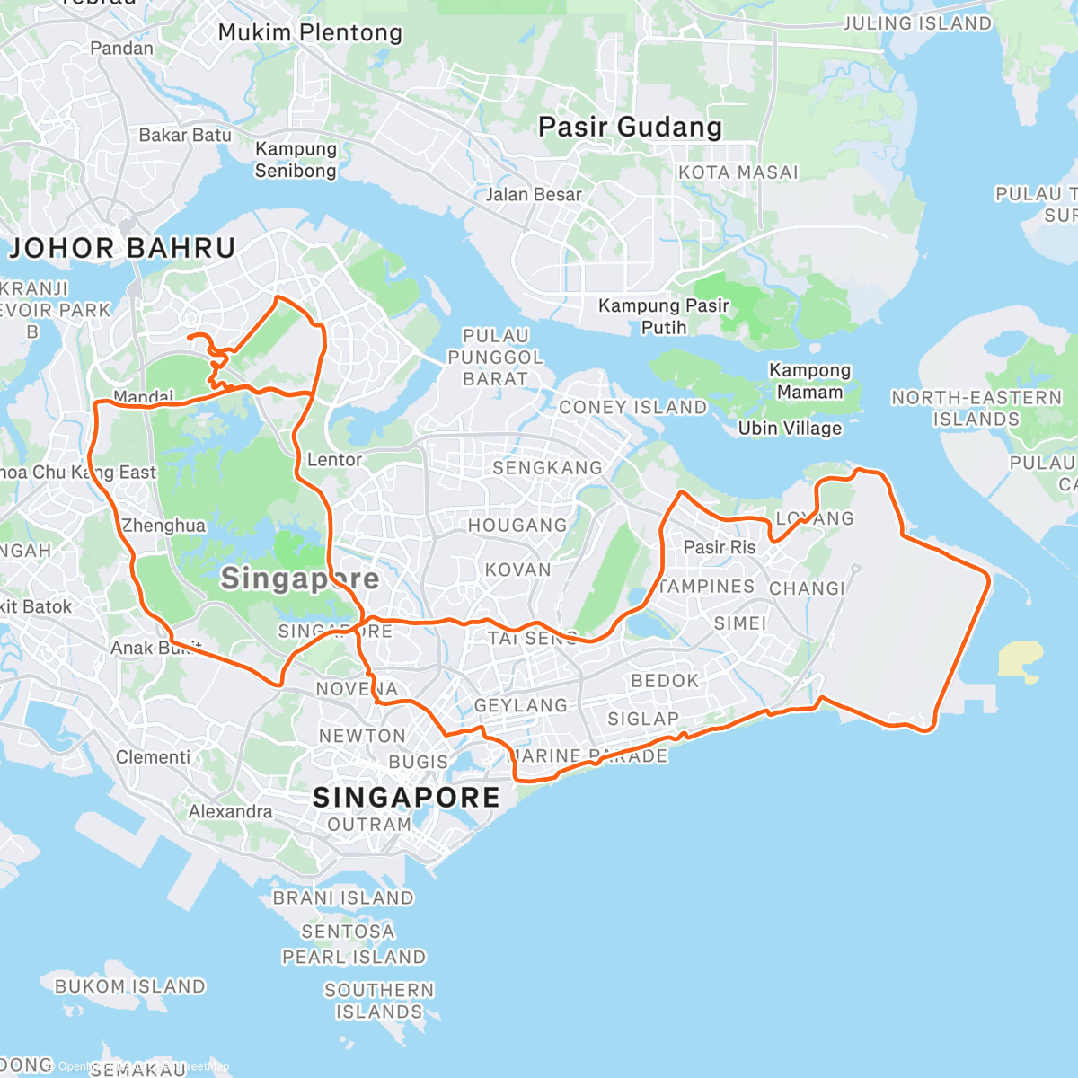 Map of the activity, Flyover, East Coast, Pasta