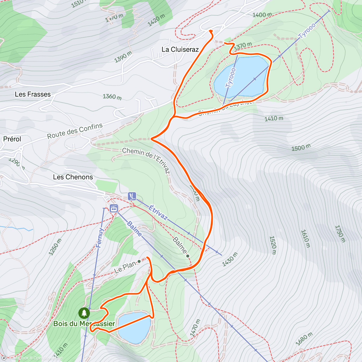 Map of the activity, Walk around clusaz