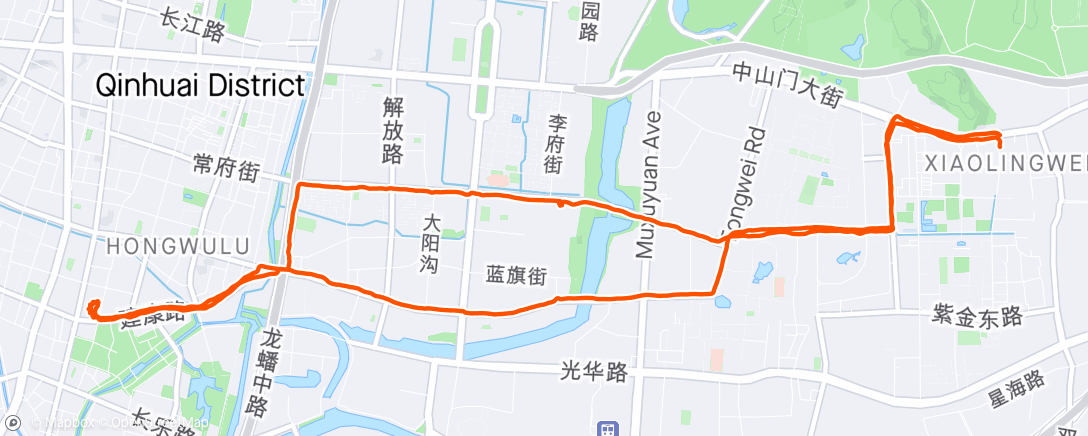 Map of the activity, 砾石路骑行（晚上）