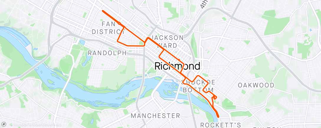 Map of the activity, Zwift - Group Ride:  Hotchillee Gain Train  (C) on Libby Hill After Party in Richmond