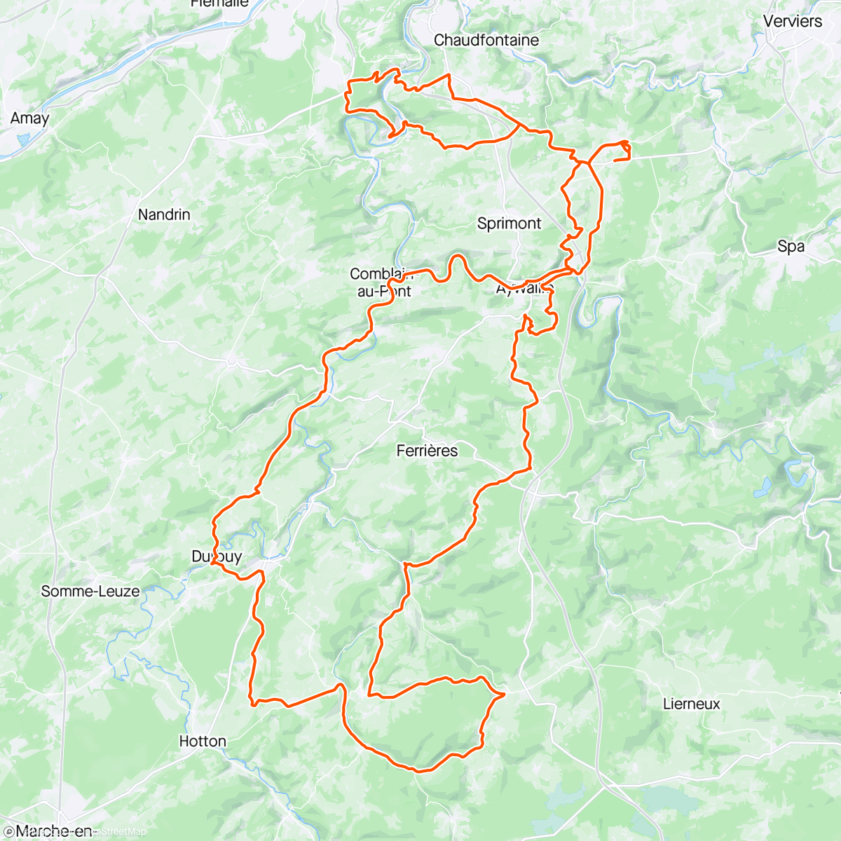 Map of the activity, Liege Bastogne Liege Challenge