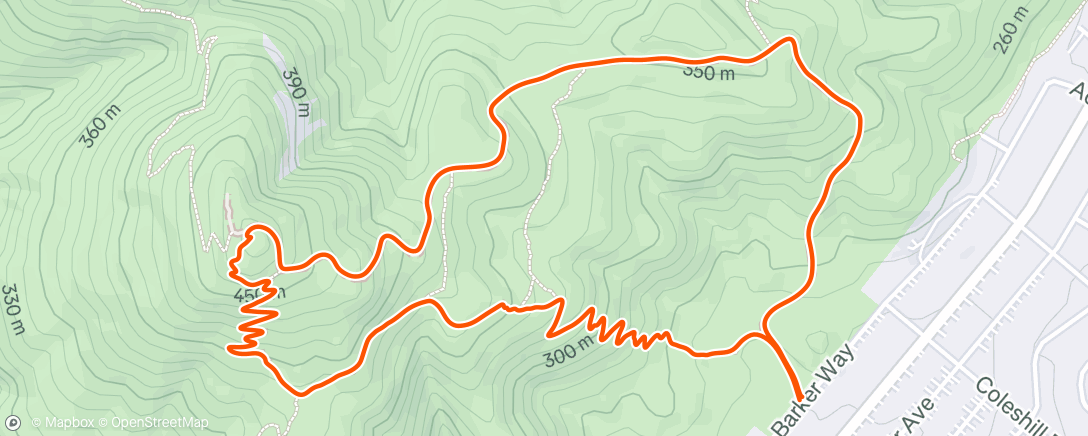 Map of the activity, Cowles Mountain loop