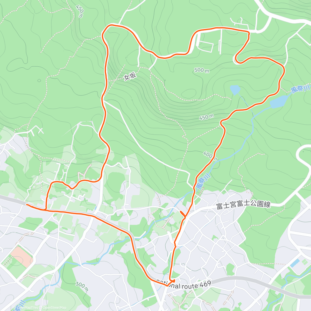 Map of the activity, Afternoon Run