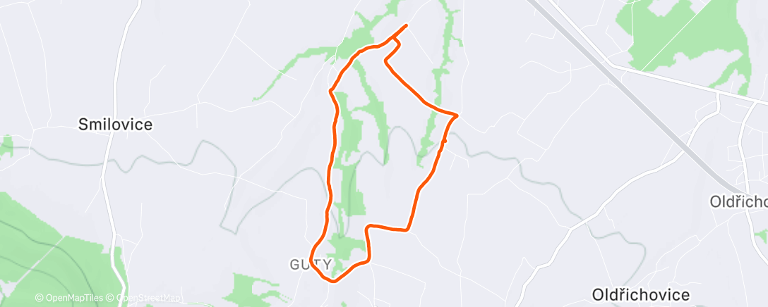 Map of the activity, Nebory - Guty - Nebory