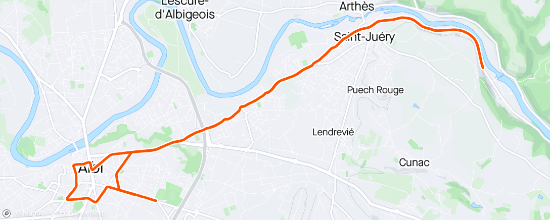 Map of the activity, Semi marathon d'Albi 75éme 1500