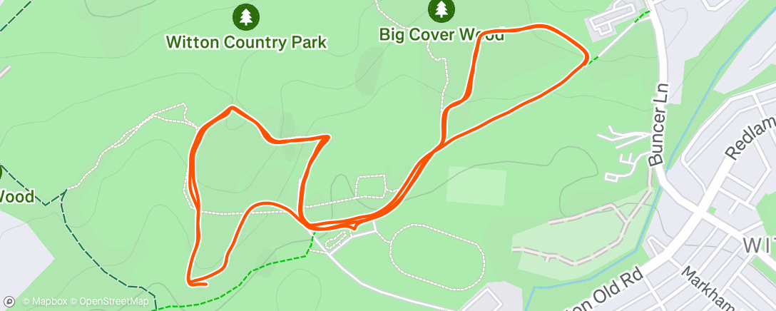 Map of the activity, parkrun with wife and Emma