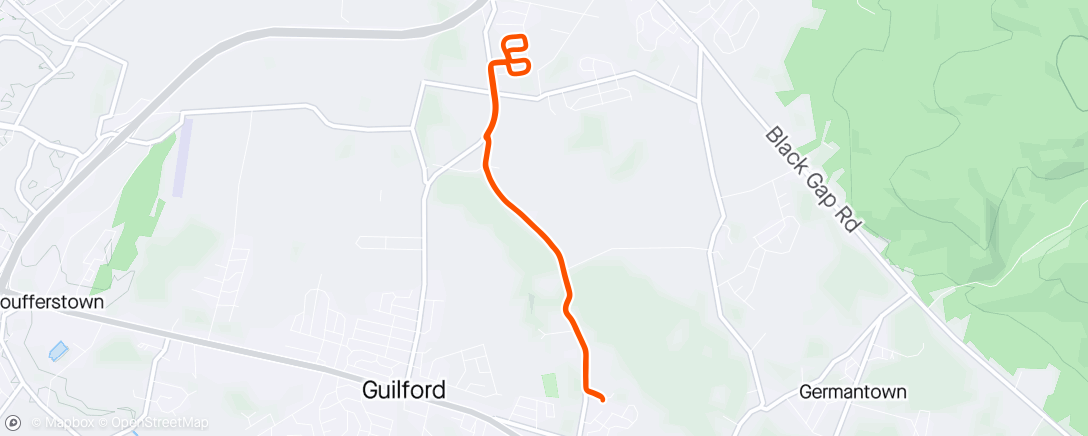 Map of the activity, Skipped the run