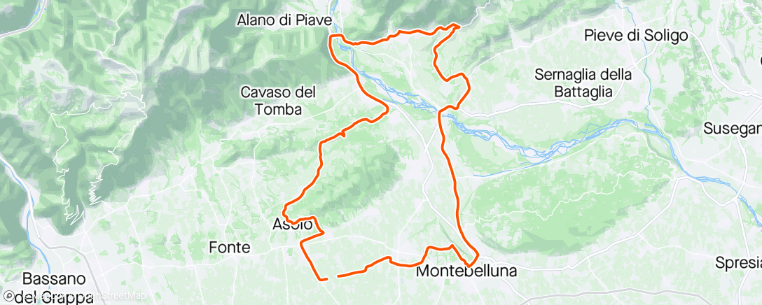 Mapa de la actividad, Mercato vecchio, Valdobbiadene, Castelli,Asolo