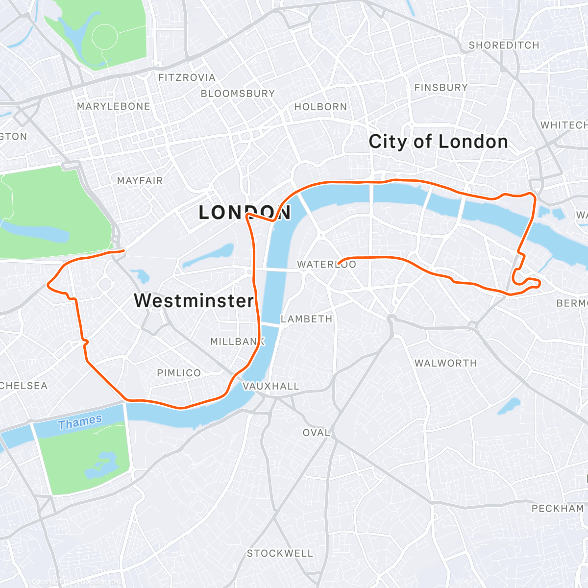 Map of the activity, Zwift - Pacer Group Ride: London Calling in London with Bernie