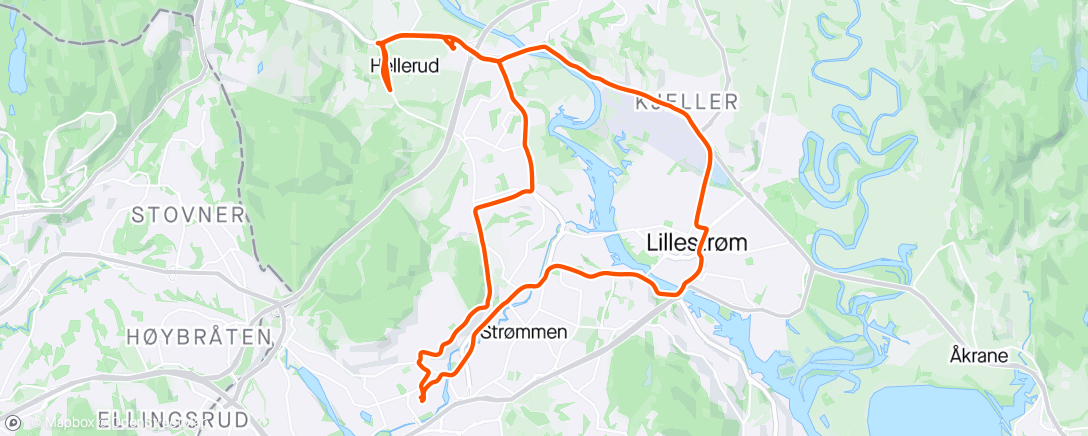 Map of the activity, Rulleski - Fjellhamar - Hellerudsletta - 6 x 2 min I 3 - tilbake over Sjetten