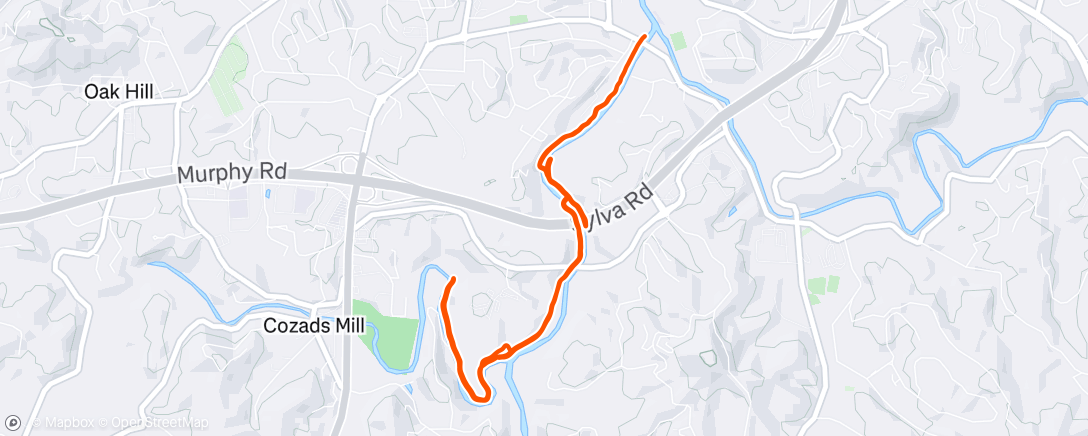 Map of the activity, Afternoon Run