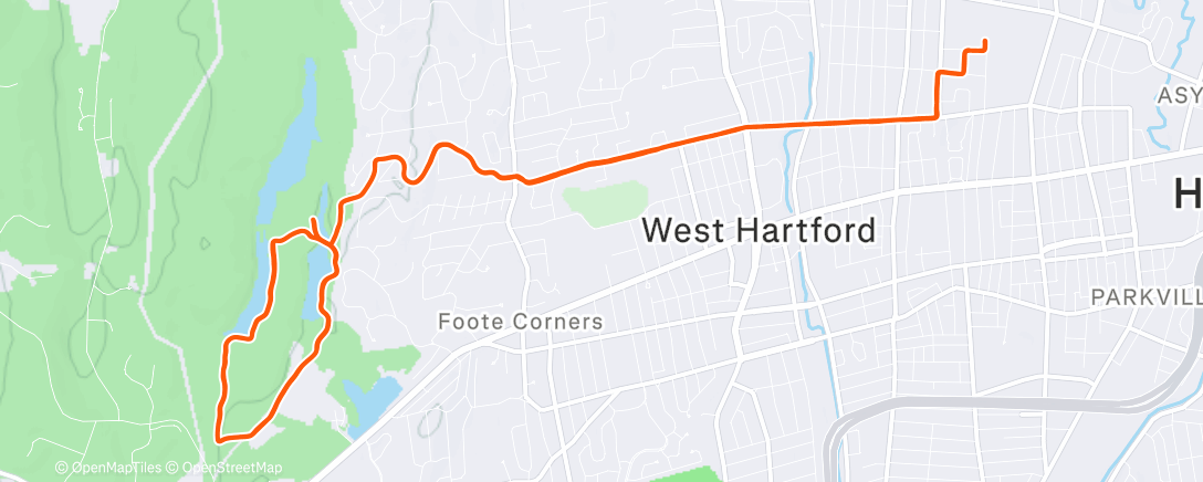 Map of the activity, Afternoon Run