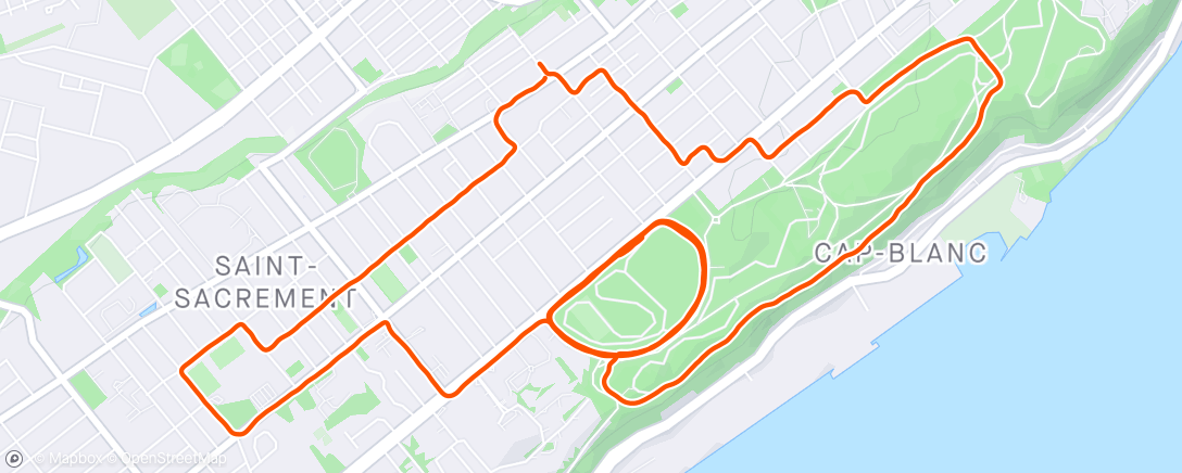 Mapa de la actividad, Course à pied dans l'après-midi