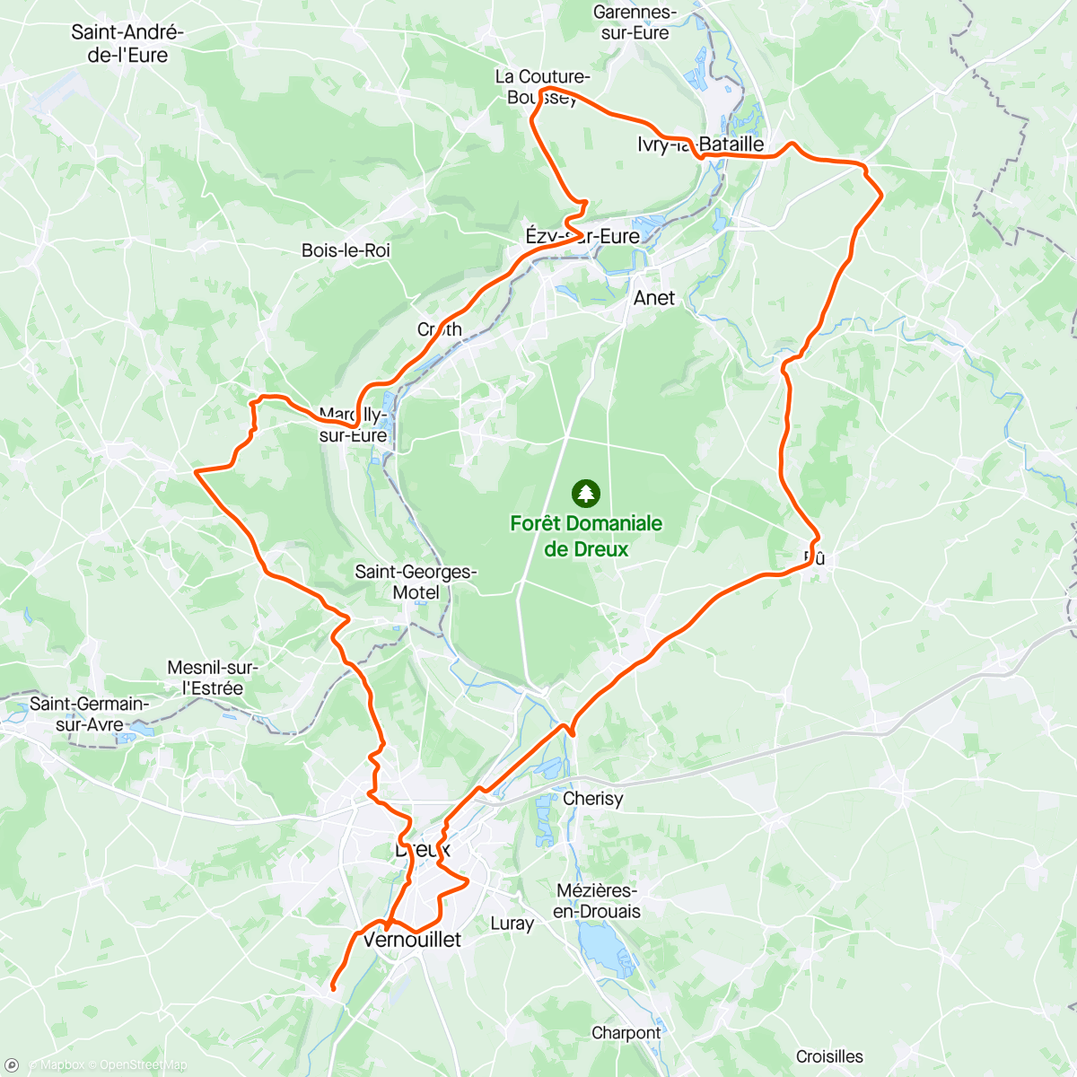 Map of the activity, Sortie vélo du COV du mardi