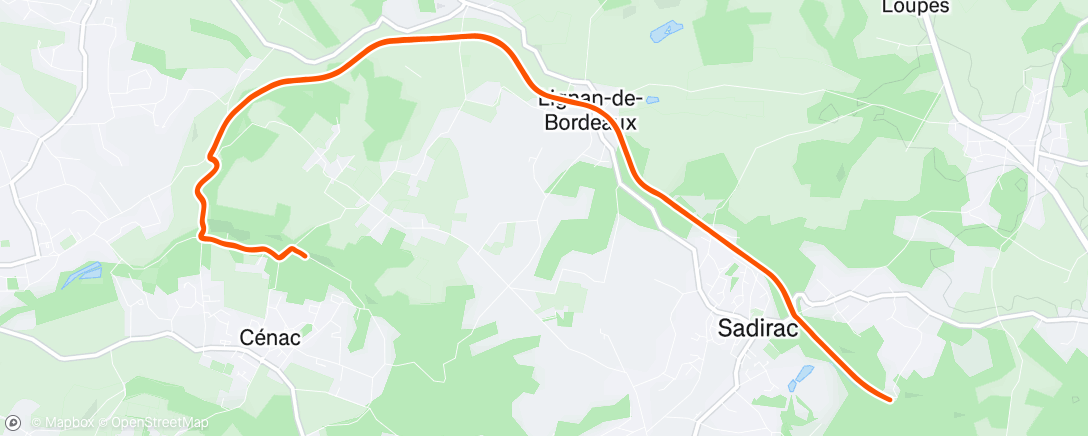 Map of the activity, Sortie vélo en soirée
