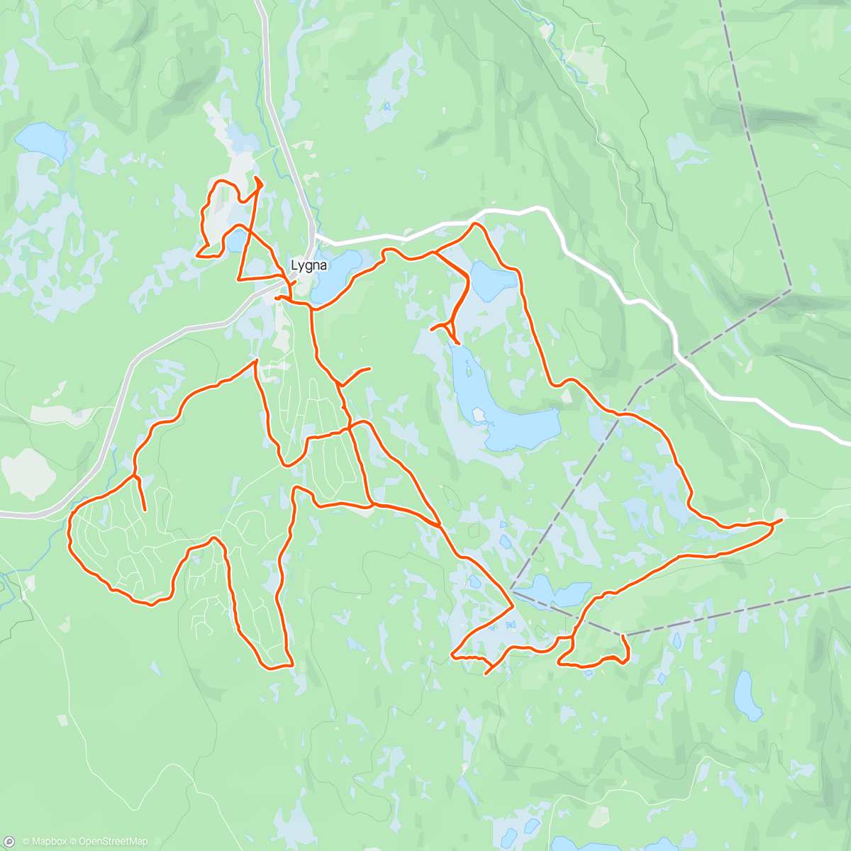 Map of the activity, Skitur kombinert med stolpejakt på Lygna.