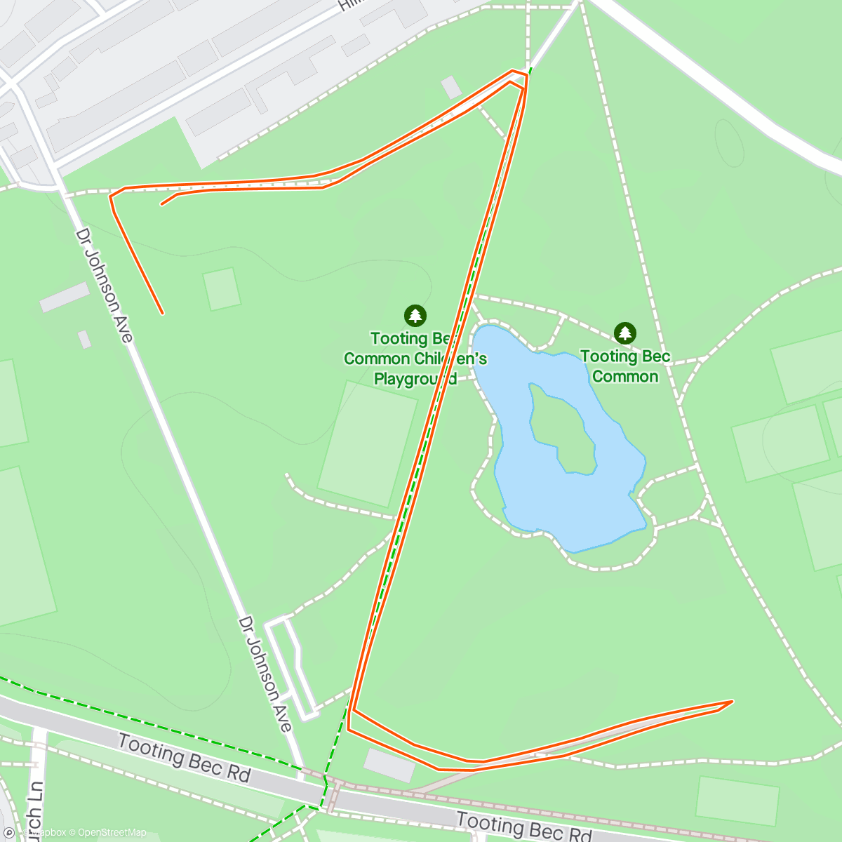 Map of the activity, AS Tooting junior parkrun