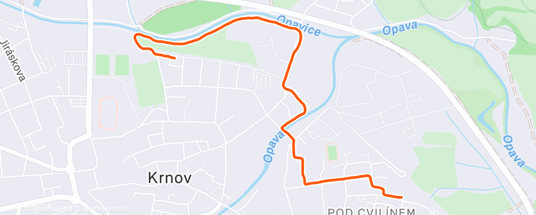 Map of the activity, Afternoon Run
