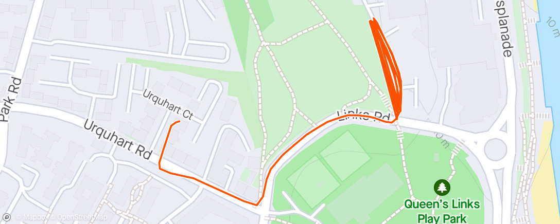 Map of the activity, 6 x 15s and run back