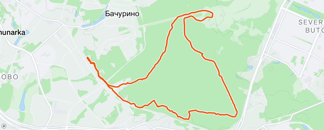 Map of the activity, Afternoon Run