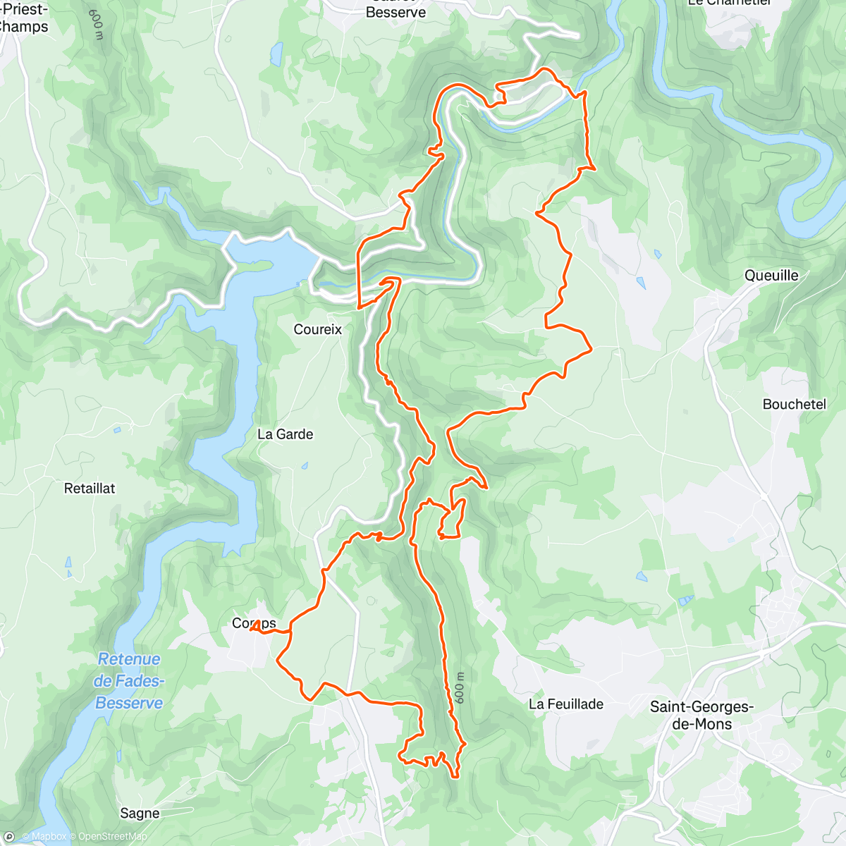 Mapa da atividade, Trail des Combrailles