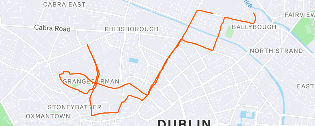 Map of the activity, Afternoon Run