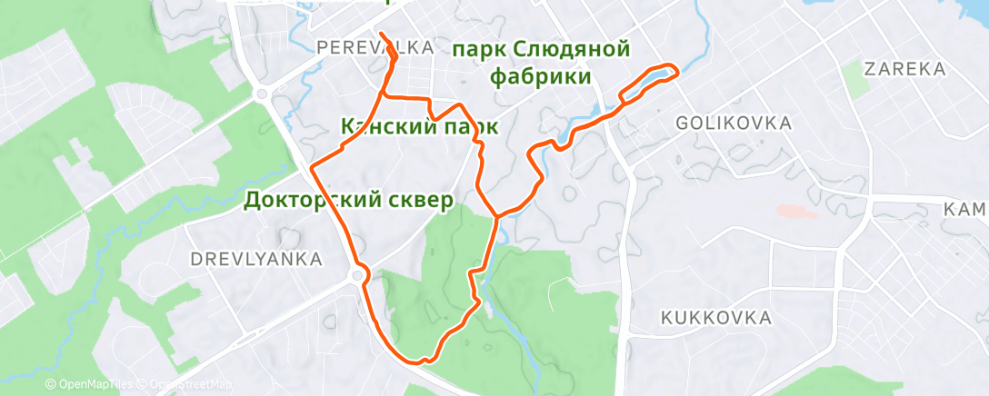 Map of the activity, Дневной забег