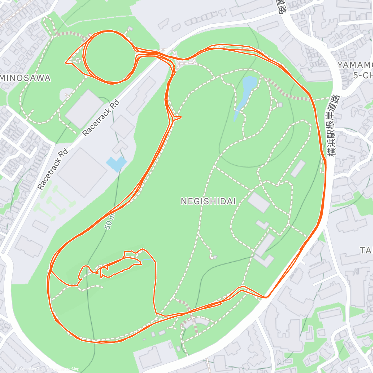 Map of the activity, 夕方公園走と歩、少し汗ばみ。