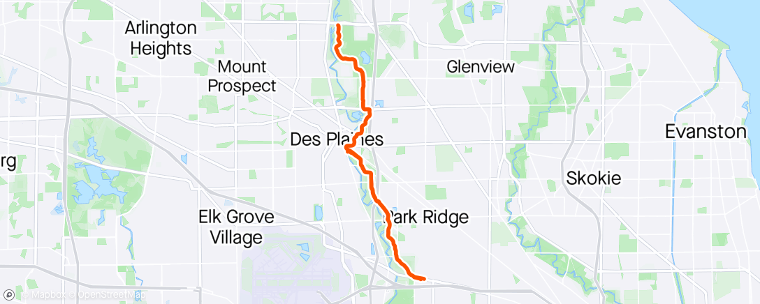 Map of the activity, Des Plaines river trail