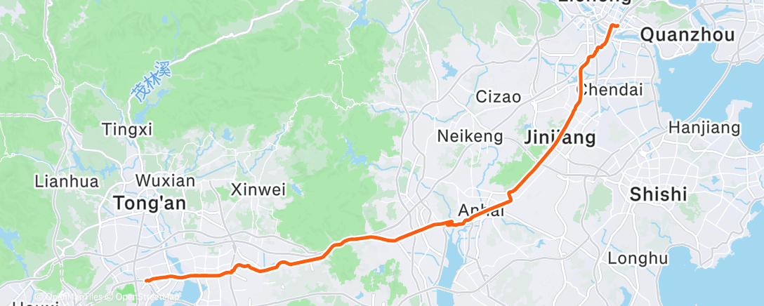 Map of the activity, Day 46 - 3,000km Beijing to Hong Kong - Quanzhou to Xiamen City