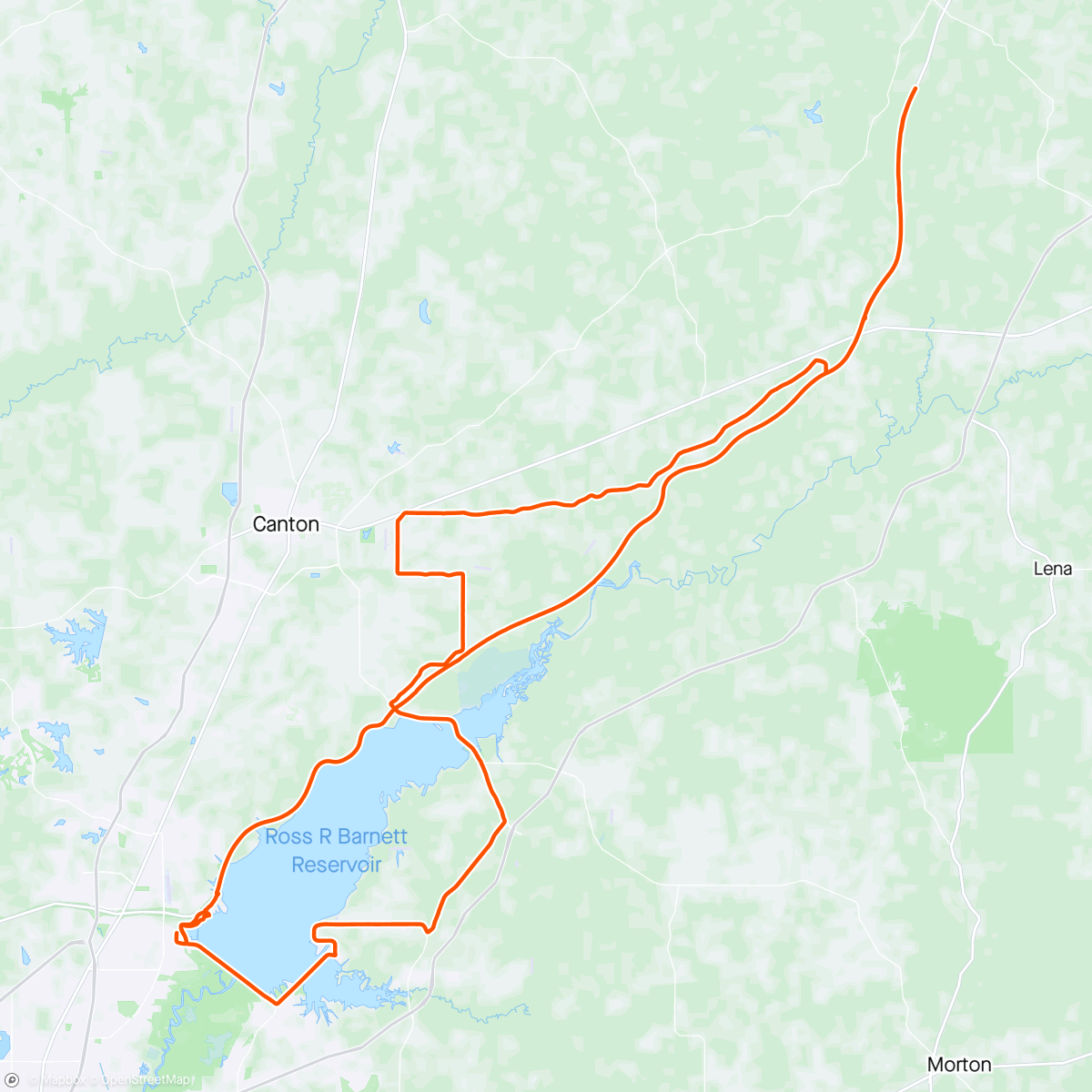 Map of the activity, Natchez Trace Century ride