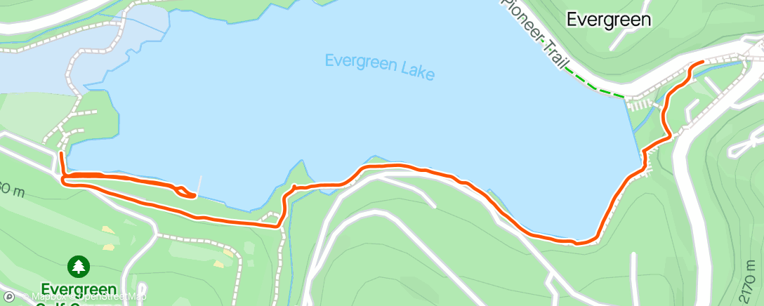 Map of the activity, Evergreen Lake Trail