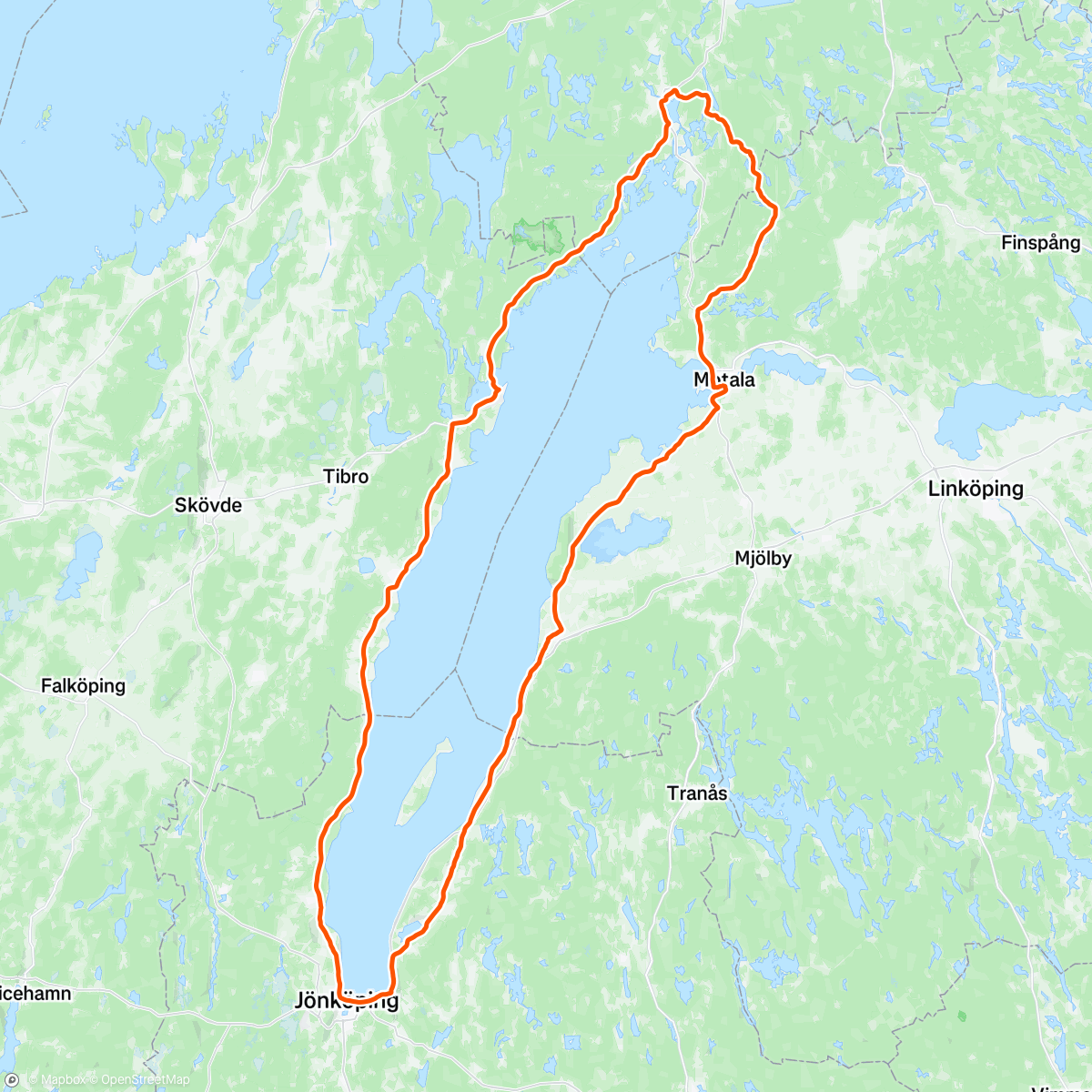 Map of the activity, Vätternrundan
