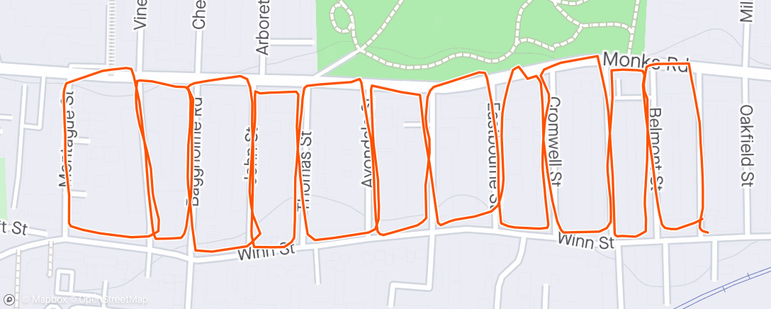 Map of the activity, Hill sprints