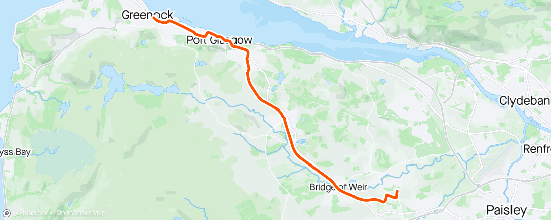 Map of the activity, cycle home