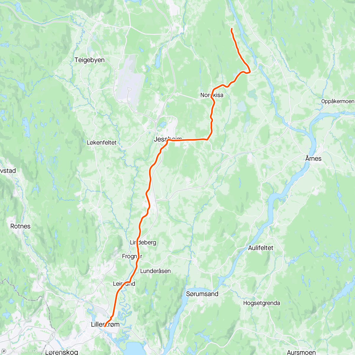 Map of the activity, Sykkeltur til jobbseminar på Villa Breen