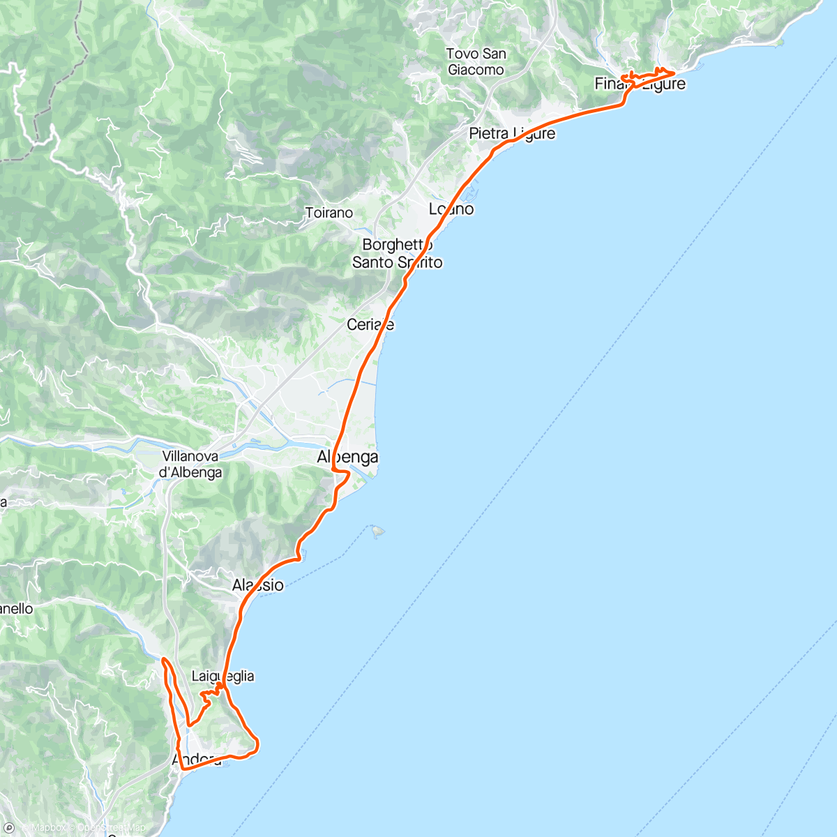 Map of the activity, Colla Micheri- Giro di Andora
