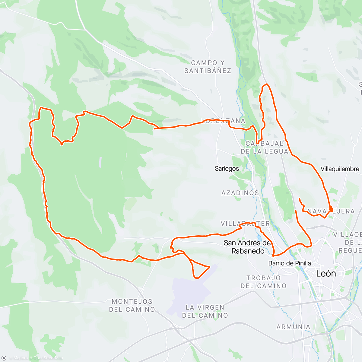 Map of the activity, 3h, Graveleando por pistas y senderos en León 🤠🫶🏻