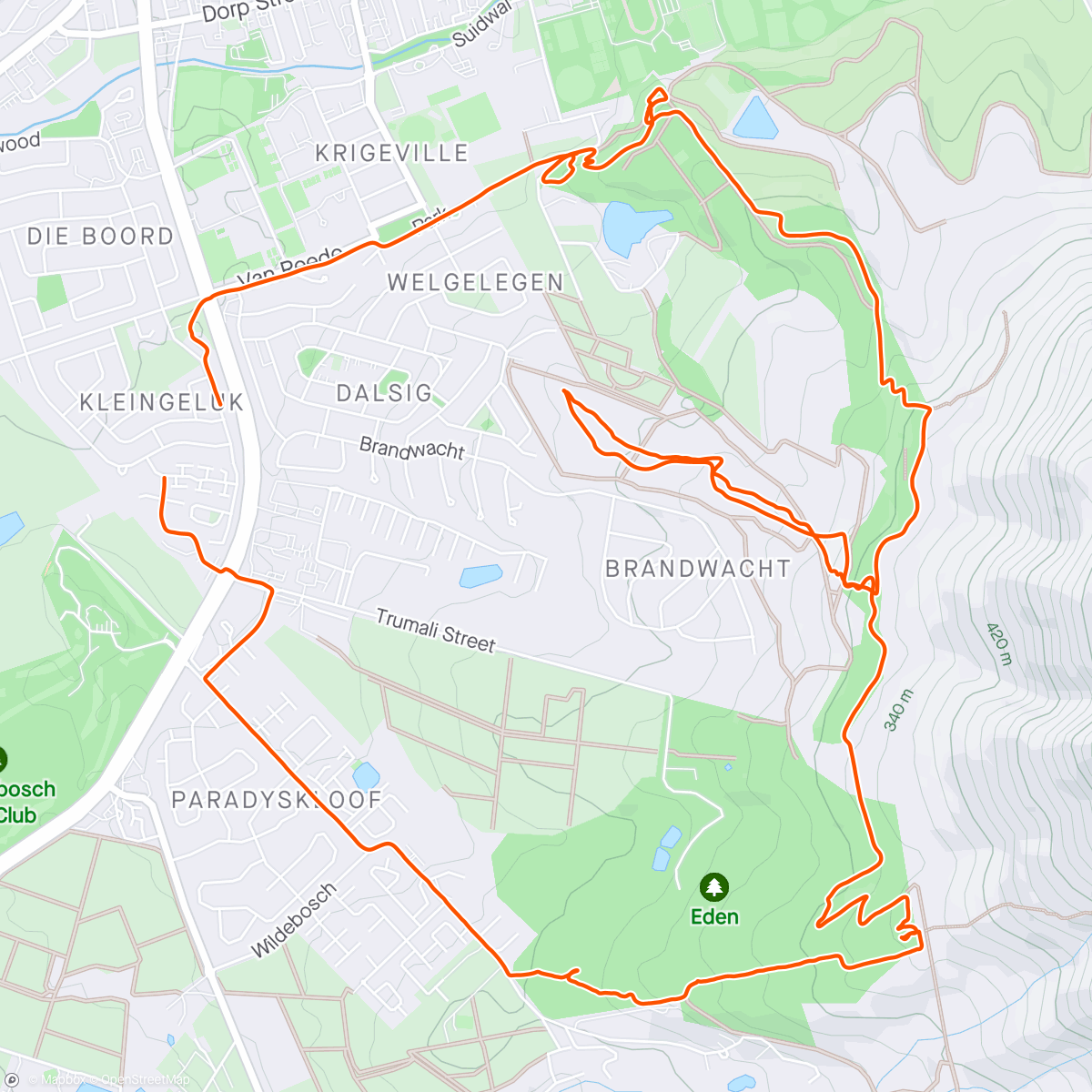 Map of the activity, Trail Jam
