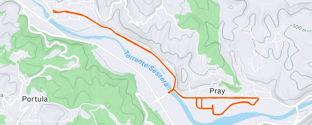 Map of the activity, 2 x 20 min steady with Jamie