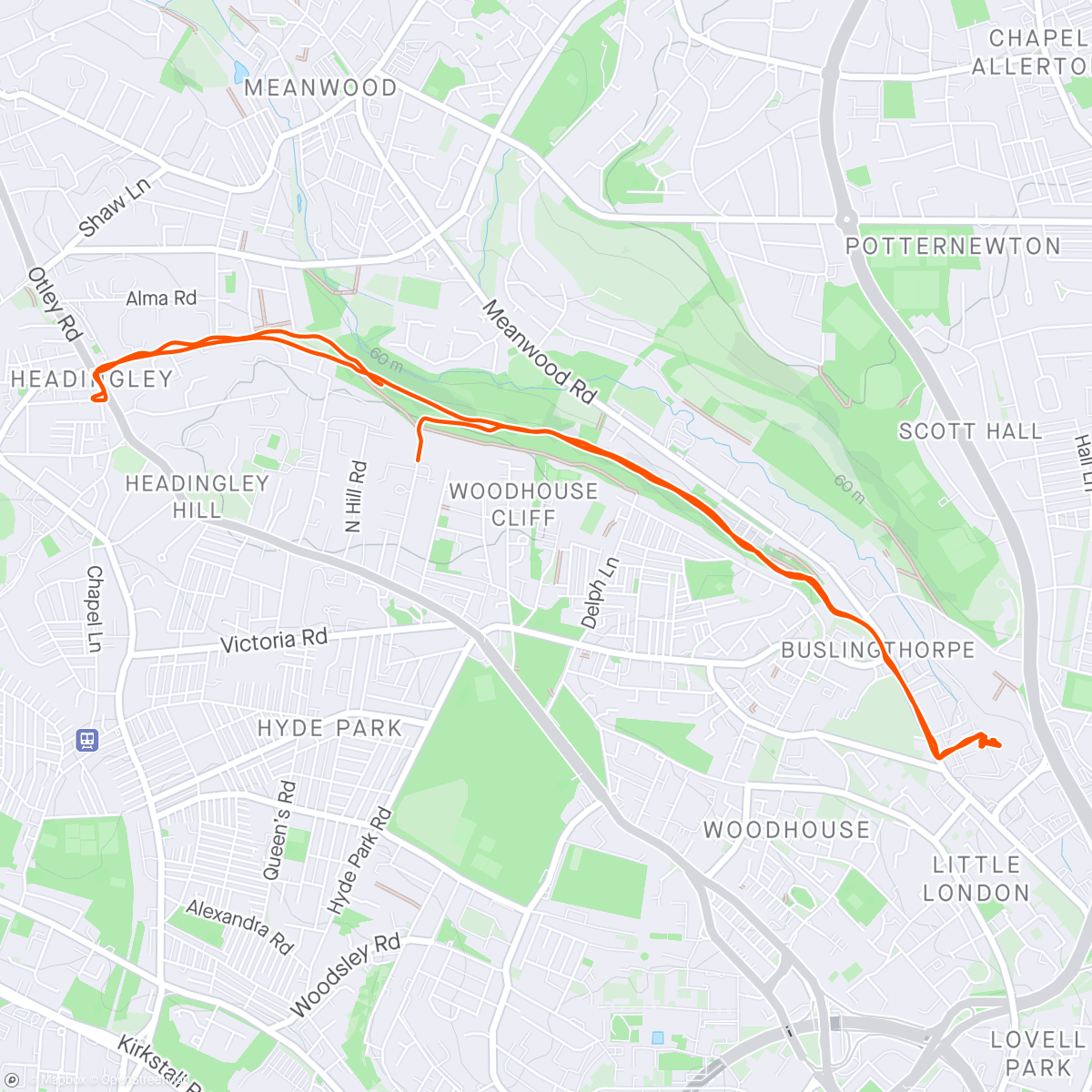 Map of the activity, GoodGym Leeds