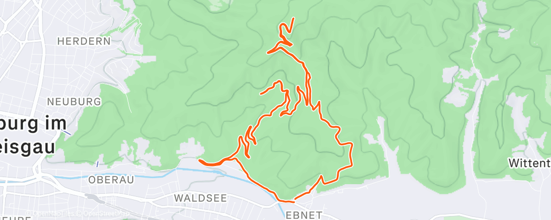 Map of the activity, Monday trail moves : 20-15-10-5‘ grob Z3