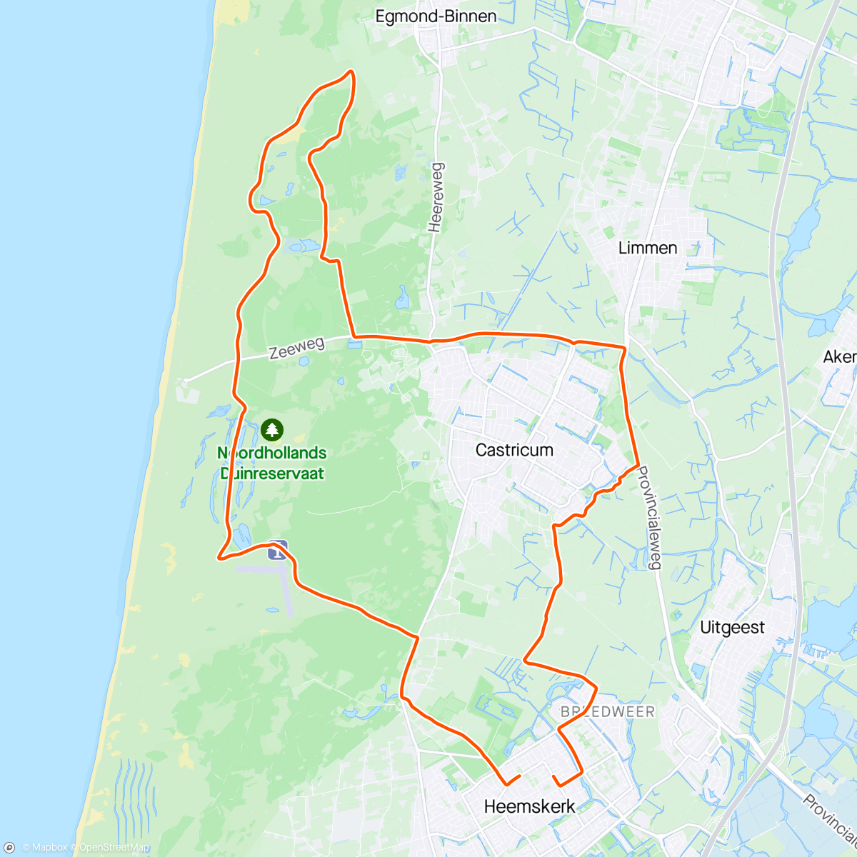 Mapa da atividade, Kort rondje duinen (W4)