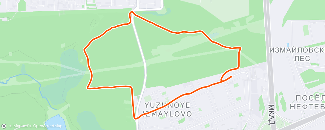 Map of the activity, Evening Run