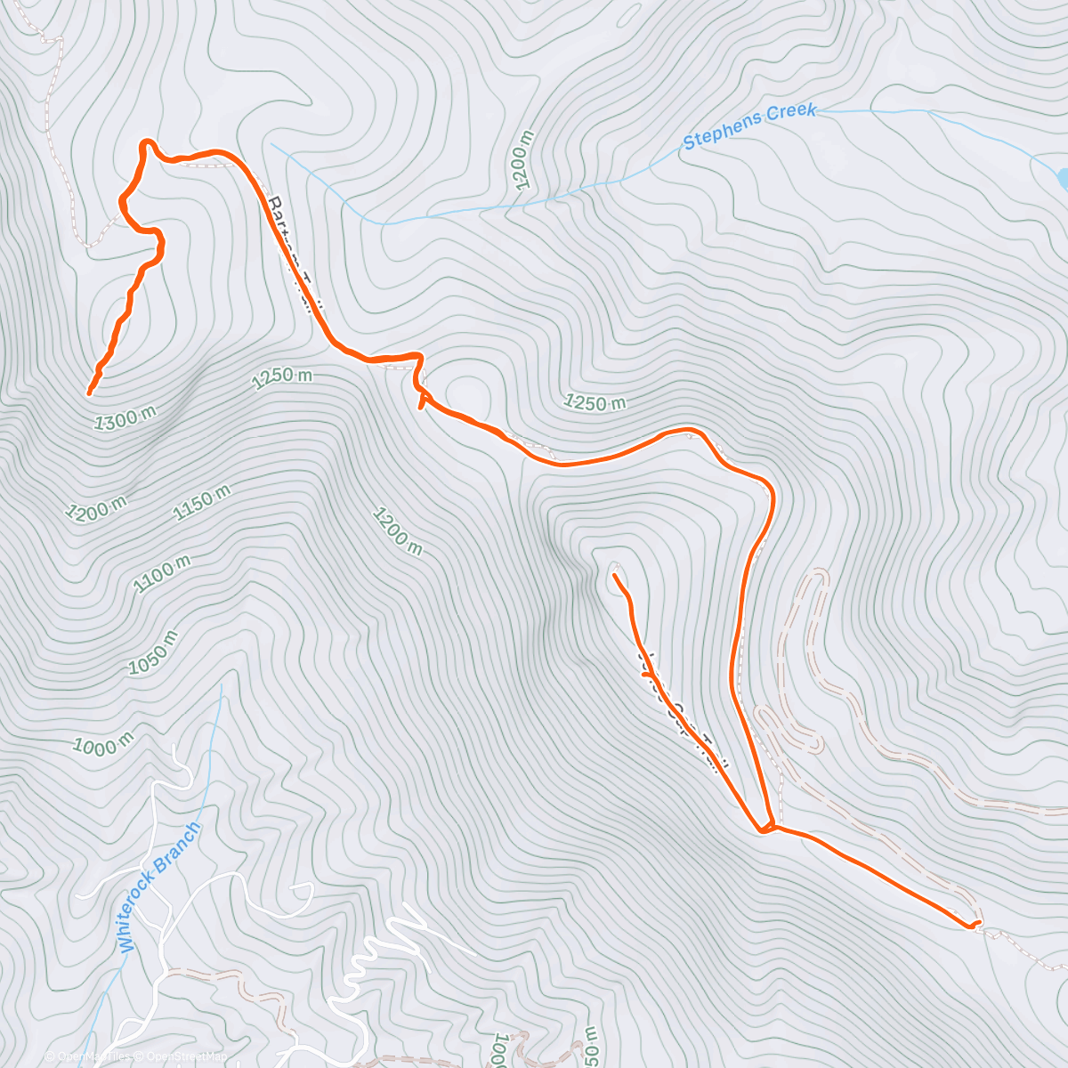 Map of the activity, Jones Gap —> Jones Knob Trail —> Bartram Trail —> Whiterock Mountain