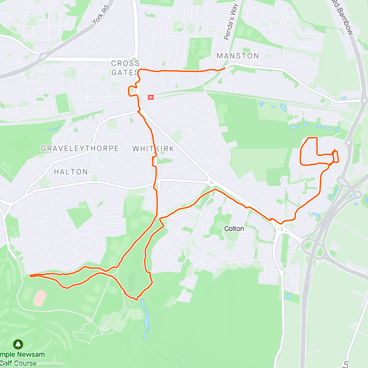 Map of the activity, Too good a Sunday for a recovery run. Legs sore but pain disappeared after 1km. Went surveying the springtime flowers. Bluebells, tulips in bloom and dandelions going off soon. No more daffodils.