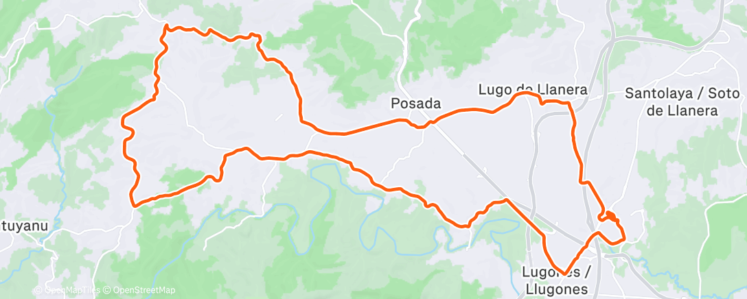 Map of the activity, Bicicleta por la tarde