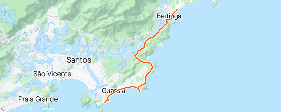 Map of the activity, Treino com minha gatona, Bertioga / Tombo Guarujá/ BERTIOGA