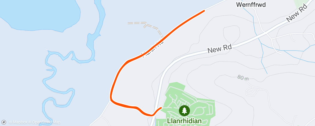 Map of the activity, Week 8 run 3, 5 min warm up walk, 28 minutes run, 5 min cool down walk