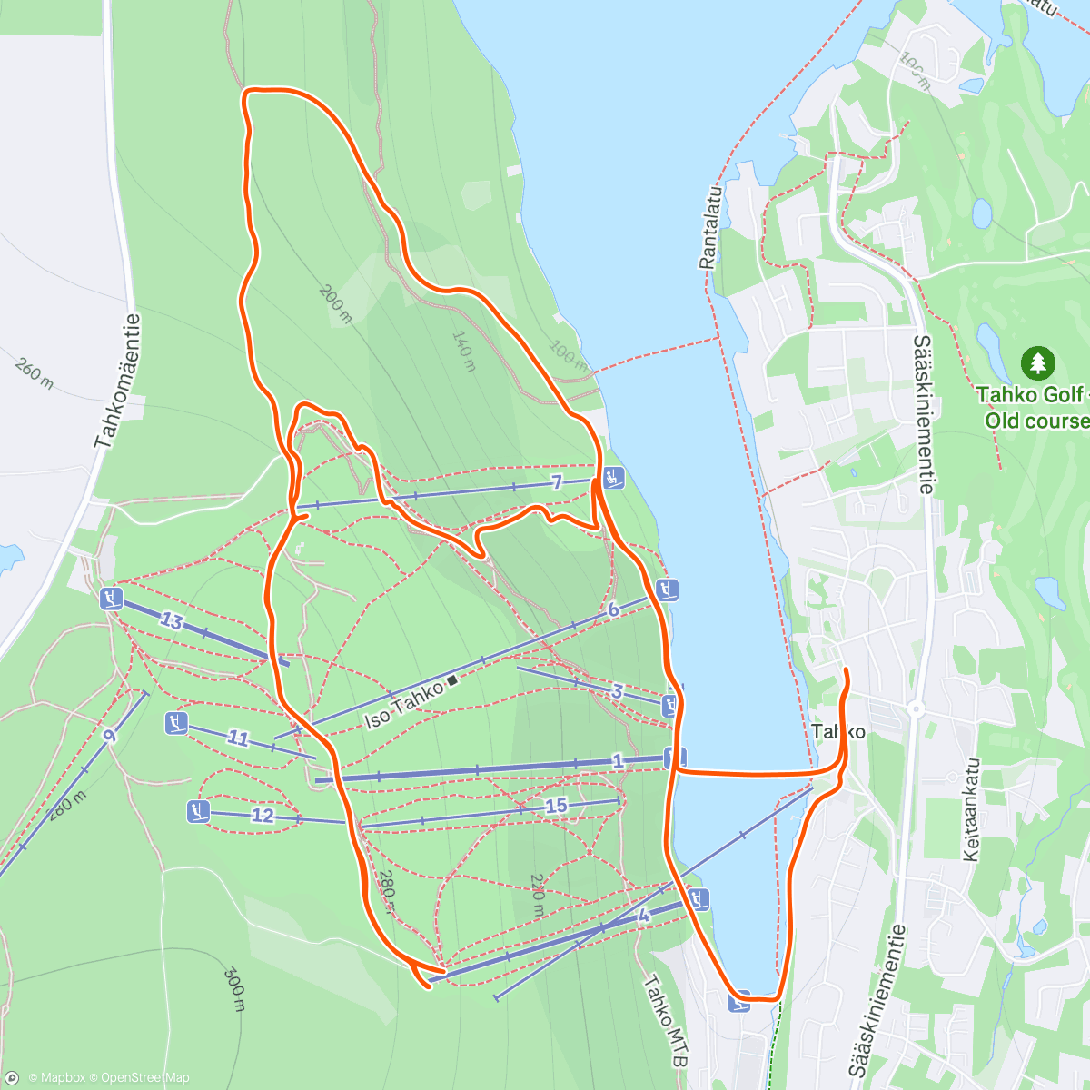 Map of the activity, Pitkästä aikaa pyörän selässä. Tahkon huiputus